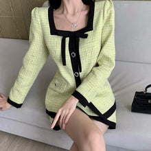 Load image into Gallery viewer, BRIANNA Mint Green and Black Skirt Suit