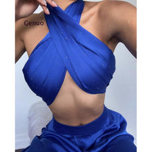 Load image into Gallery viewer, Kimma Sexy Two Piece Wide-Leg Pant and Wrap-Top Satin Set
