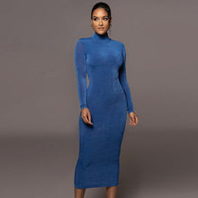 Load image into Gallery viewer, Elyia Long Sleeve High Neck Midi Dress
