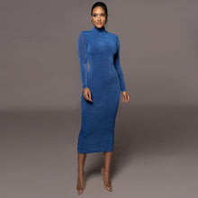 Load image into Gallery viewer, Elyia Long Sleeve High Neck Midi Dress
