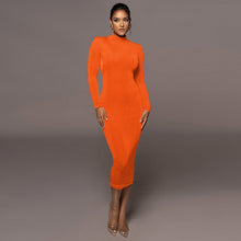 Load image into Gallery viewer, Elyia Long Sleeve High Neck Midi Dress
