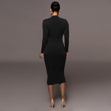 Load image into Gallery viewer, Elyia Long Sleeve High Neck Midi Dress
