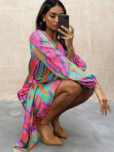 Load image into Gallery viewer, KACEY Multicolour Wrap Mini Dress
