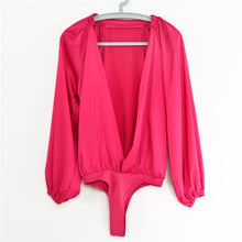 Load image into Gallery viewer, Cece Satin Bodysuit and Skirt Set in Pink/Red
