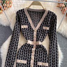 Load image into Gallery viewer, CLARA Black/Tan Knit Dress
